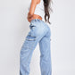 YMI Jeanswear High-Rise Straight Cargo Jeans