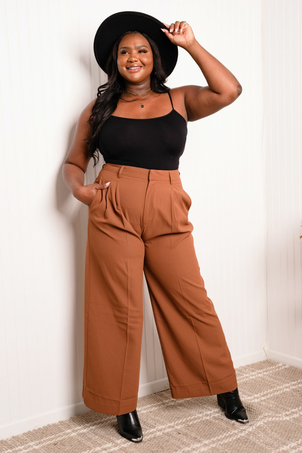 GeeGee Going Steady Full Size High Waisted Pleated Pants