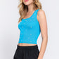 ACTIVE BASIC Pearl Detail Square Neck Cropped Tank