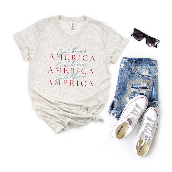 Uplifting Threads God Bless America Stacked Short Sleeve Graphic Tee