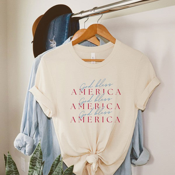 Uplifting Threads God Bless America Stacked Short Sleeve Graphic Tee