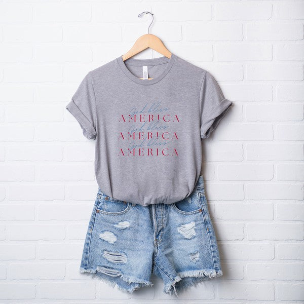 Uplifting Threads God Bless America Stacked Short Sleeve Graphic Tee