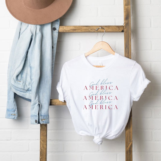 Uplifting Threads God Bless America Stacked Short Sleeve Graphic Tee