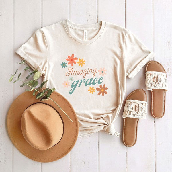 Uplifting Threads Amazing Grace Flowers Short Sleeve Graphic Tee