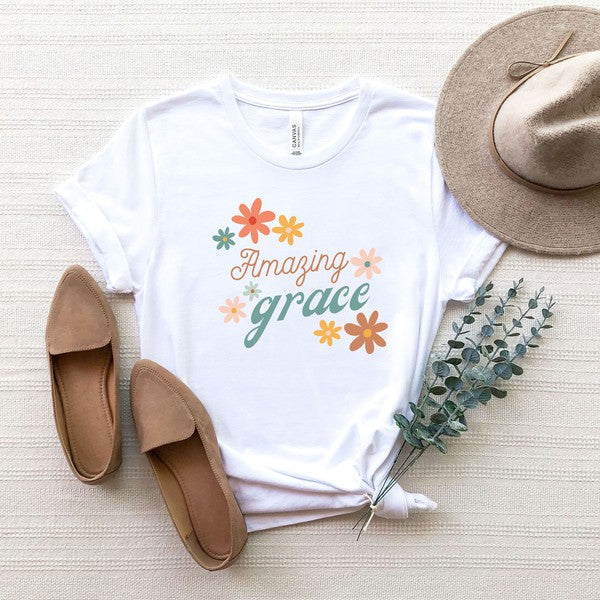 Uplifting Threads Amazing Grace Flowers Short Sleeve Graphic Tee