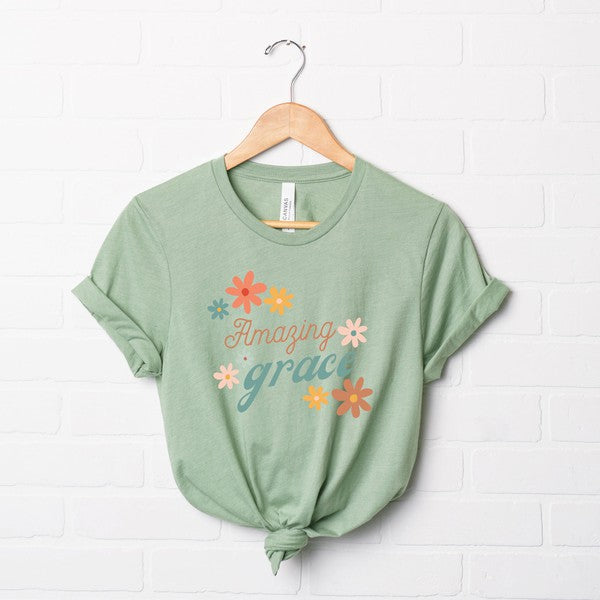 Uplifting Threads Amazing Grace Flowers Short Sleeve Graphic Tee