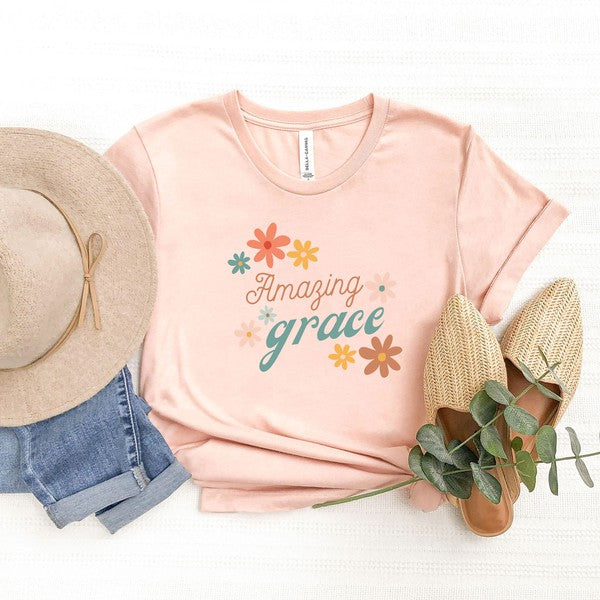 Uplifting Threads Amazing Grace Flowers Short Sleeve Graphic Tee