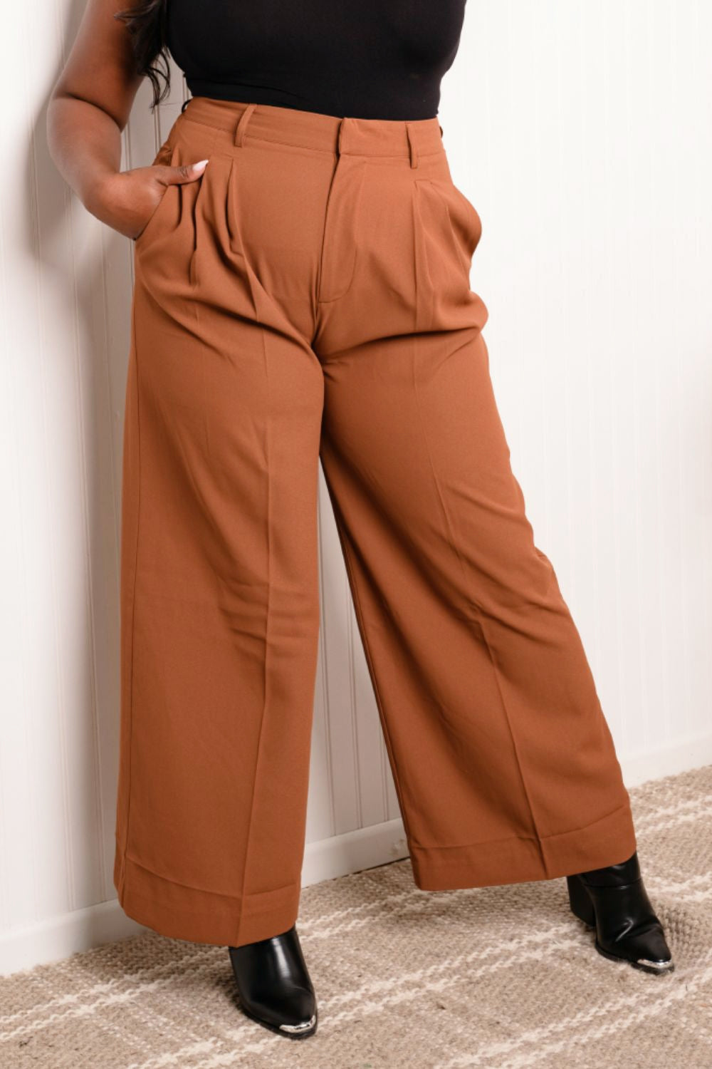 GeeGee Going Steady Full Size High Waisted Pleated Pants