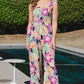 ODDI Full Size Floral Sleeveless Wide Leg Jumpsuit