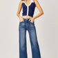 Risen Full Size High Rise Frayed Hem Wide Leg Jeans