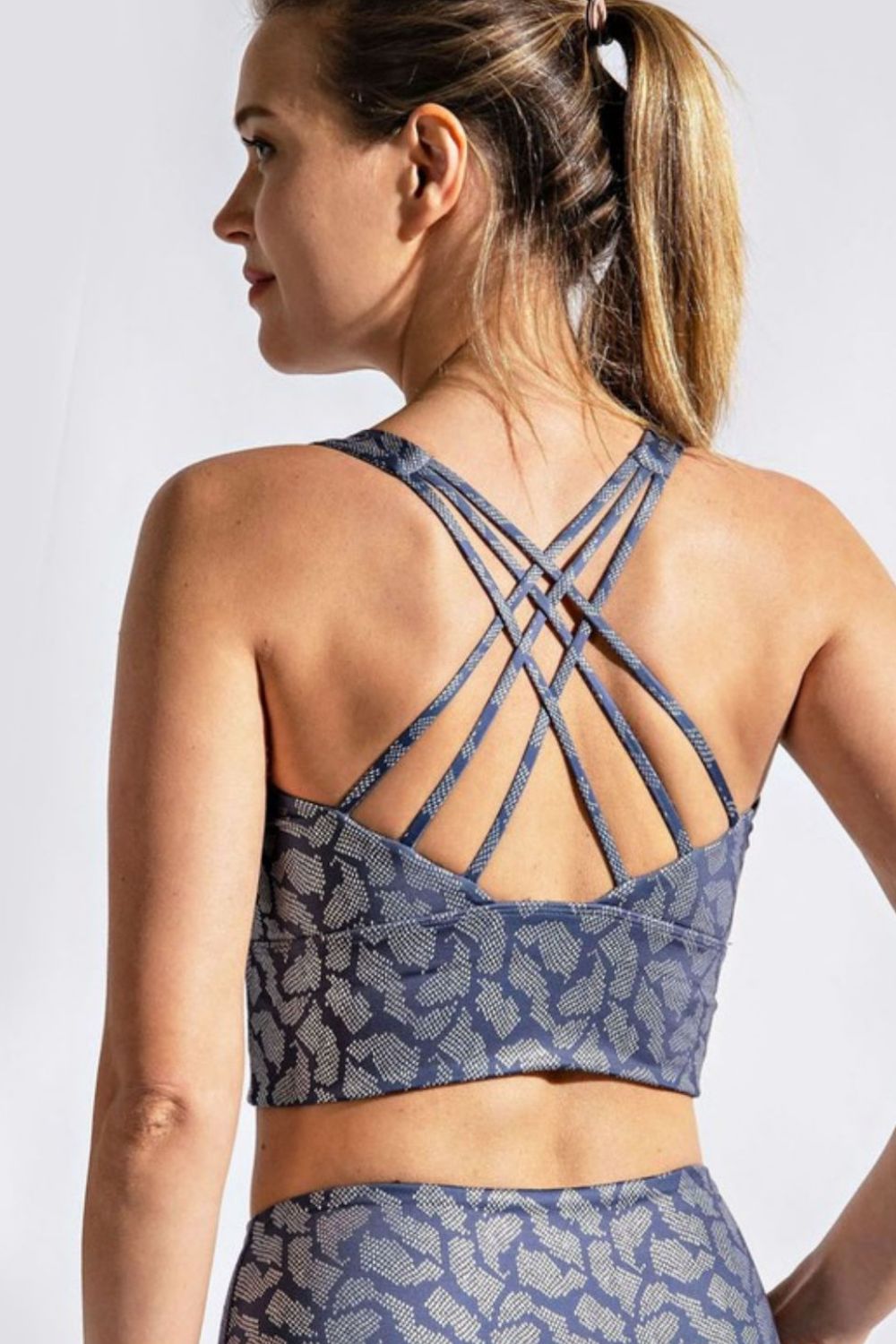 Rae Mode Printed Crisscross Back Sports Bra