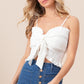 BiBi Ruffled Smocked Ribbon Detail Cami