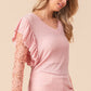 BiBi Ruffled Lace Sleeve Rib Knit Top