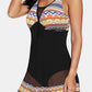 Geometric Wide Strap One-Piece Swimwear