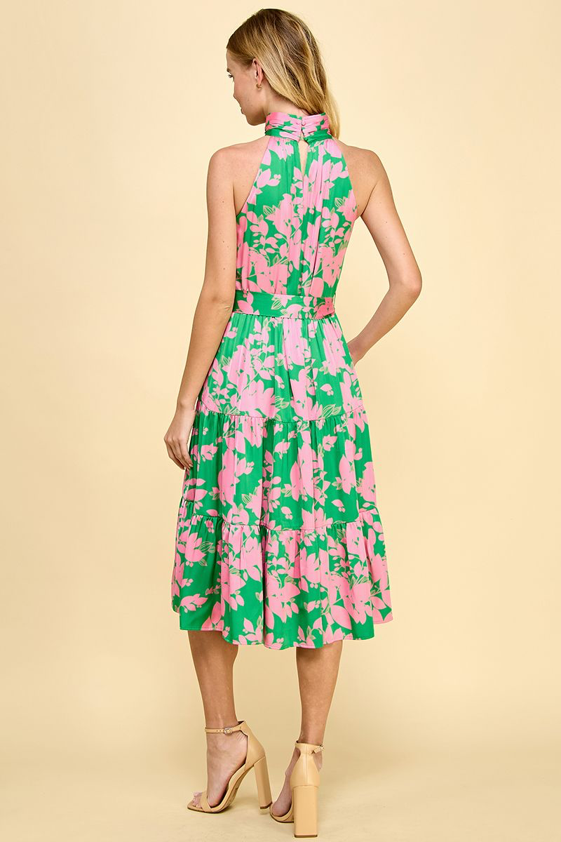 TCEC A turtleneck, Sleeveless Floral Midi Dress