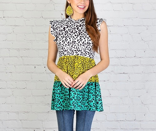 Multicolor Cheetah Print Top