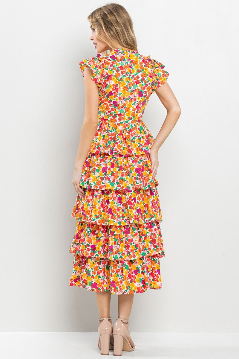 TCEC Floral Ruffled Midi Dress