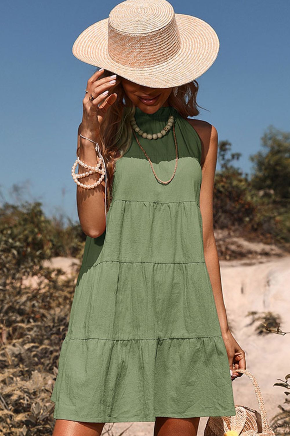 Back Sleeveless Tiered Dress