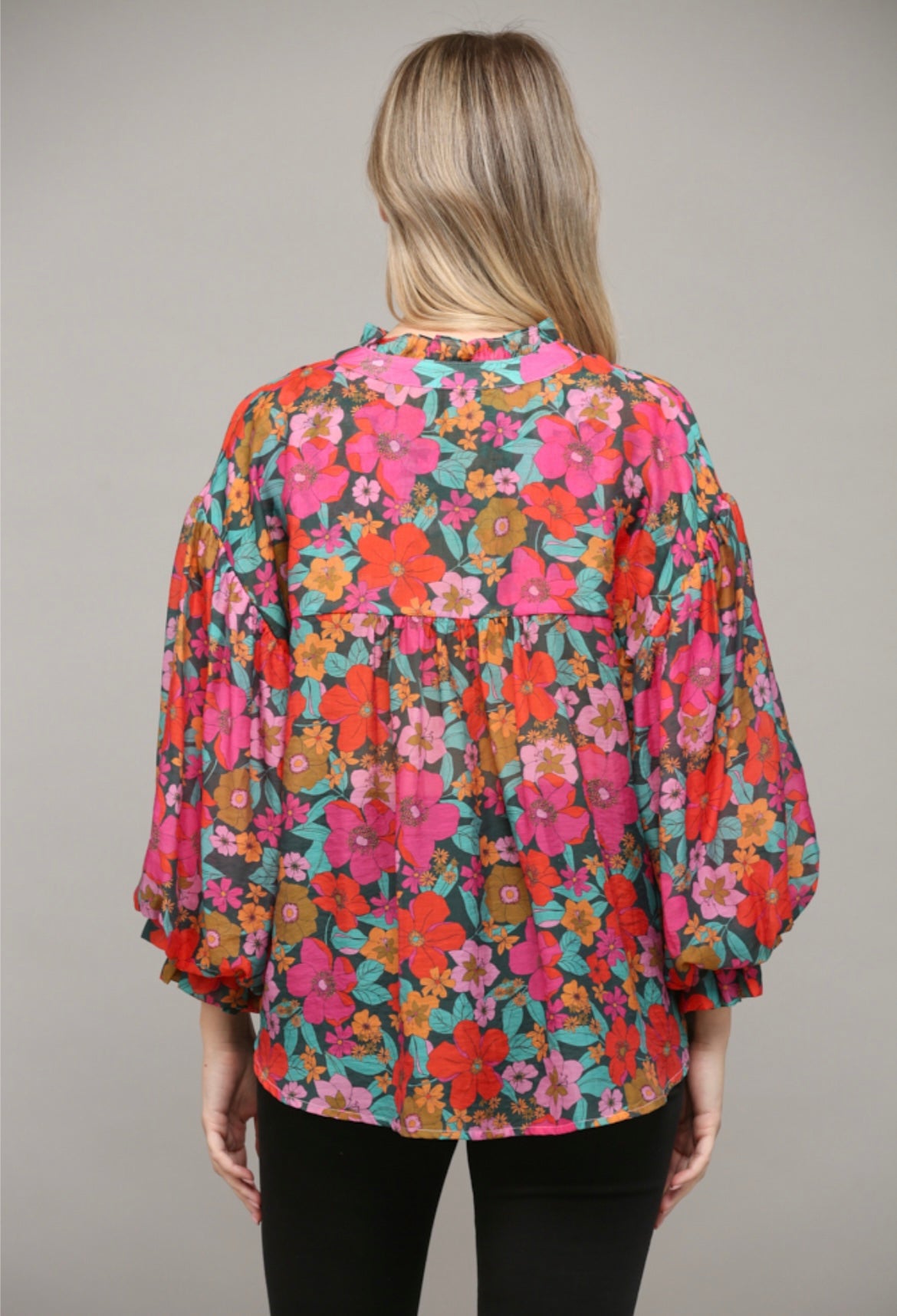 Fate by LFD Floral Bubble Sleeves Blouse