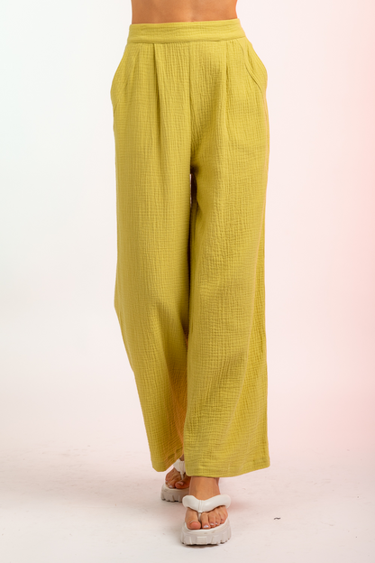 Very J High Waisted Quilted Pocket Wide Leg Pants