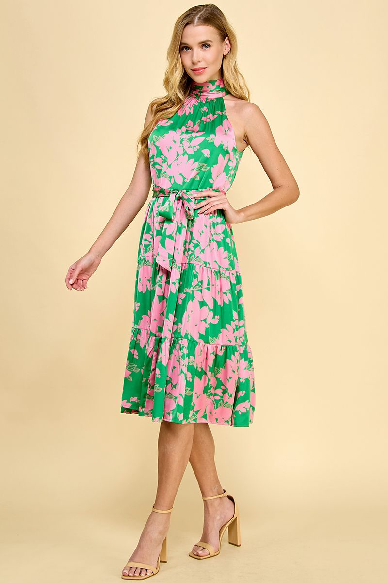 TCEC A turtleneck, Sleeveless Floral Midi Dress