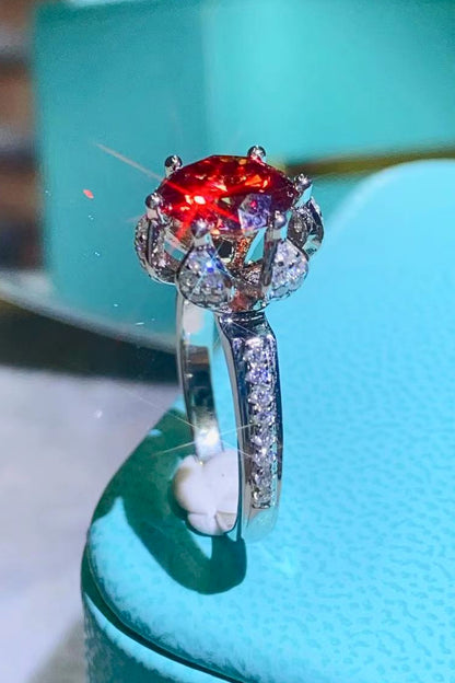 Moissanite 2 Carat 6 Prong Ring in Phoenix Fire