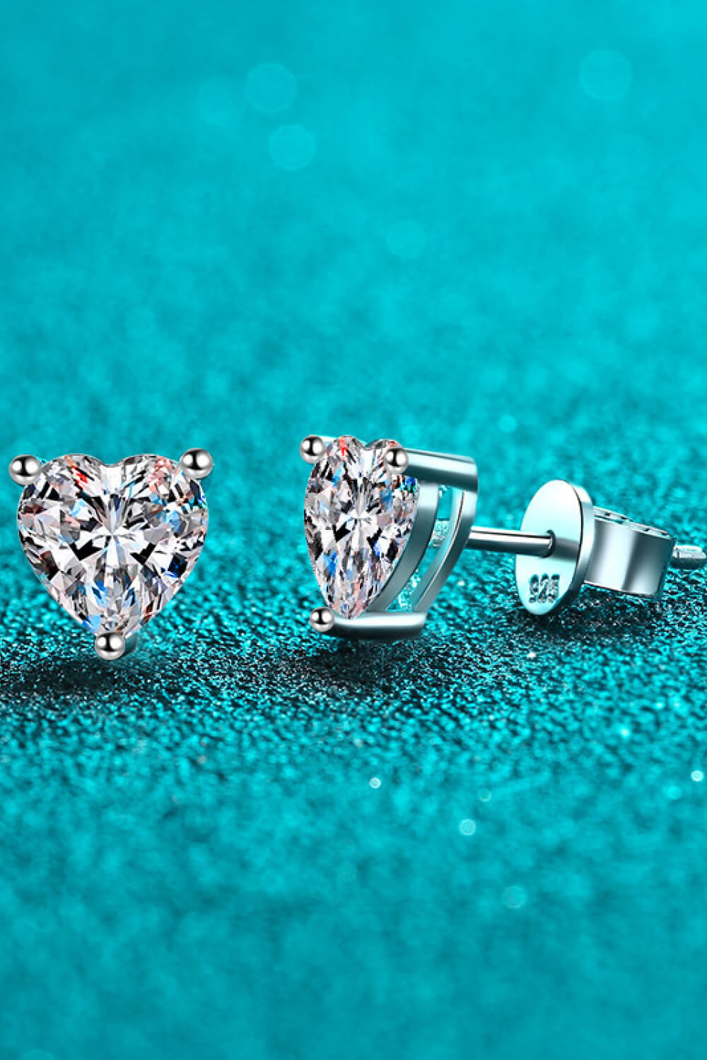 Moissanite 2 Carat Heart-Shaped Stud Earrings