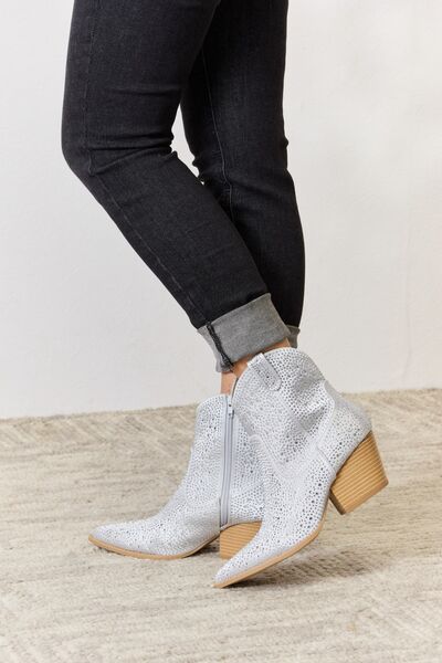 East Lion Corp Rhinestone Ankle Cowgirl Boots