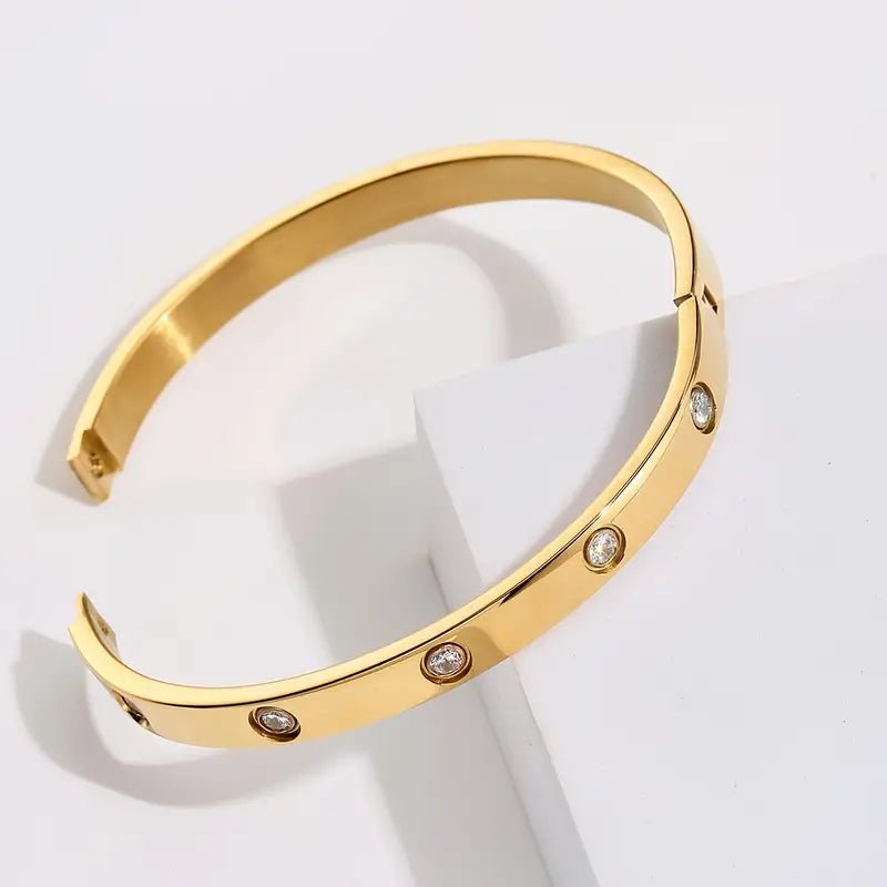 Stainless Steel Oval Bracelet Stainless Steel 1pc 10-Zircon