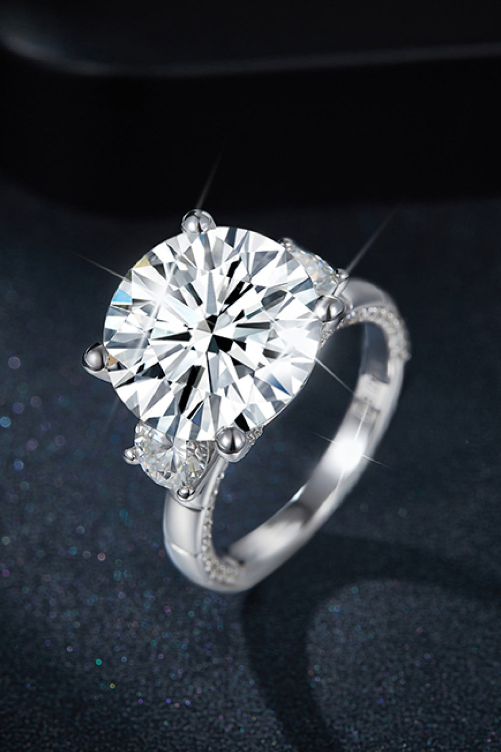 Moissanite 8.6 Carat Platinum Plated Ring