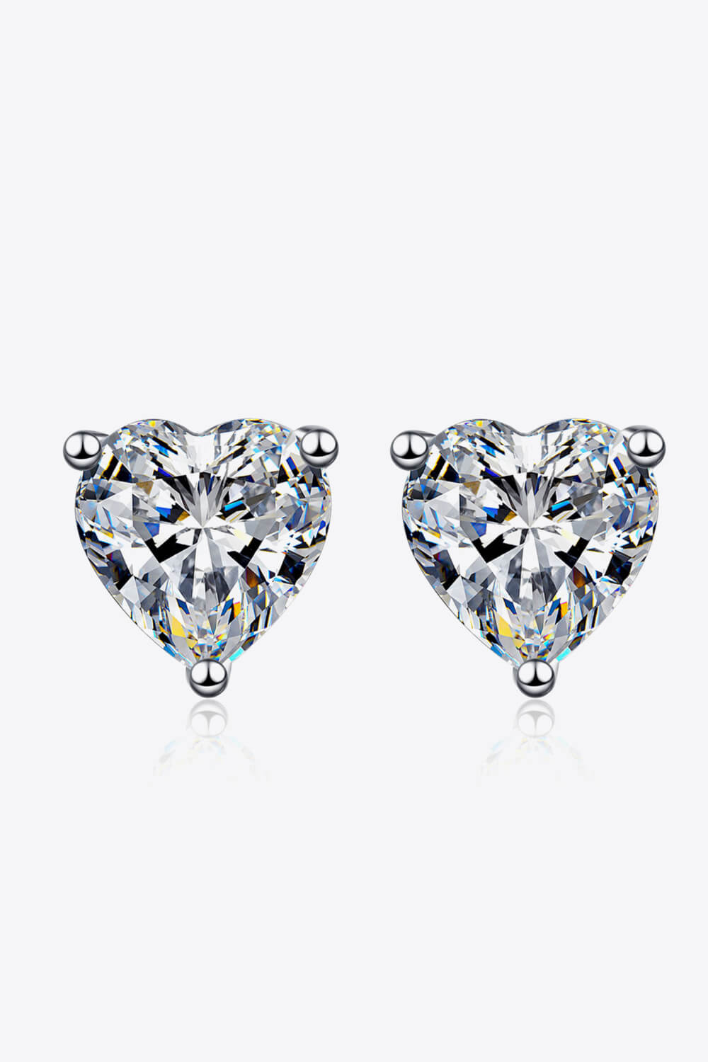 Moissanite 2 Carat Heart-Shaped Stud Earrings