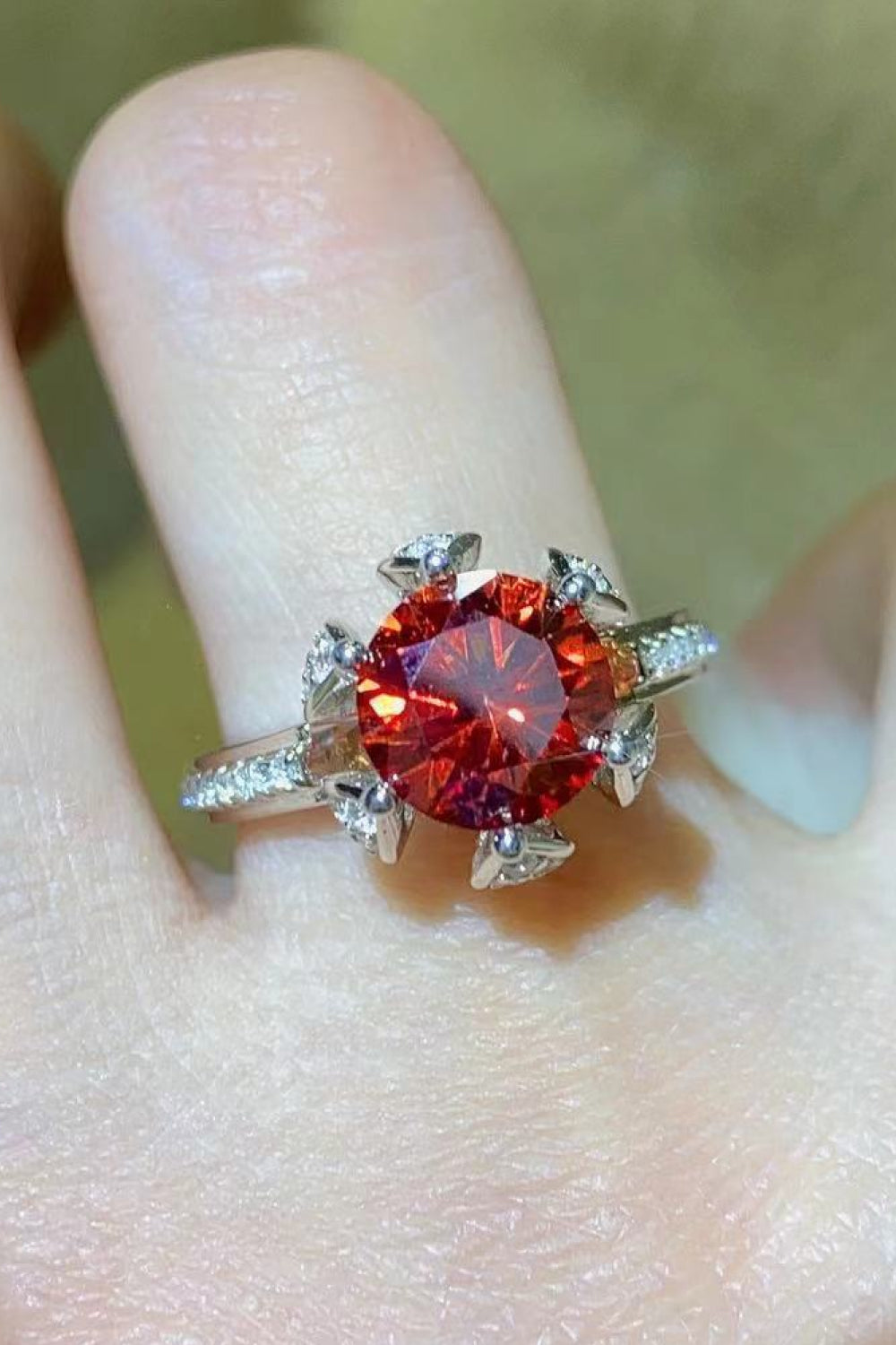 Moissanite 2 Carat 6 Prong Ring in Phoenix Fire