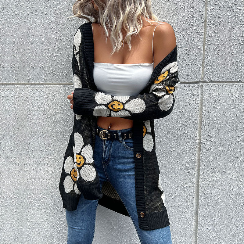 Double Take Floral Button Down Longline Cardigan