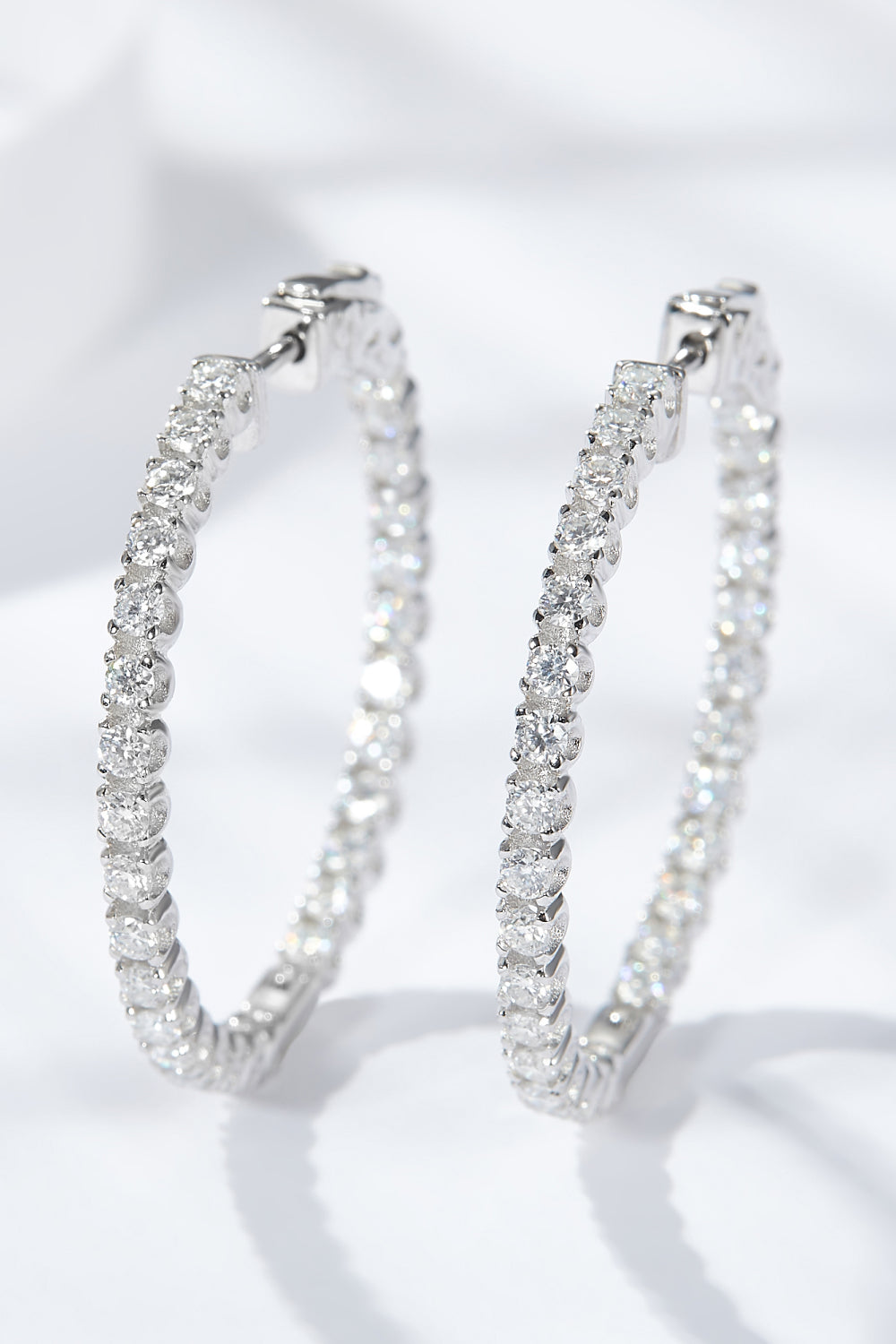 Platinum-Plated Moissanite Huggie Earrings 1.5 Carat