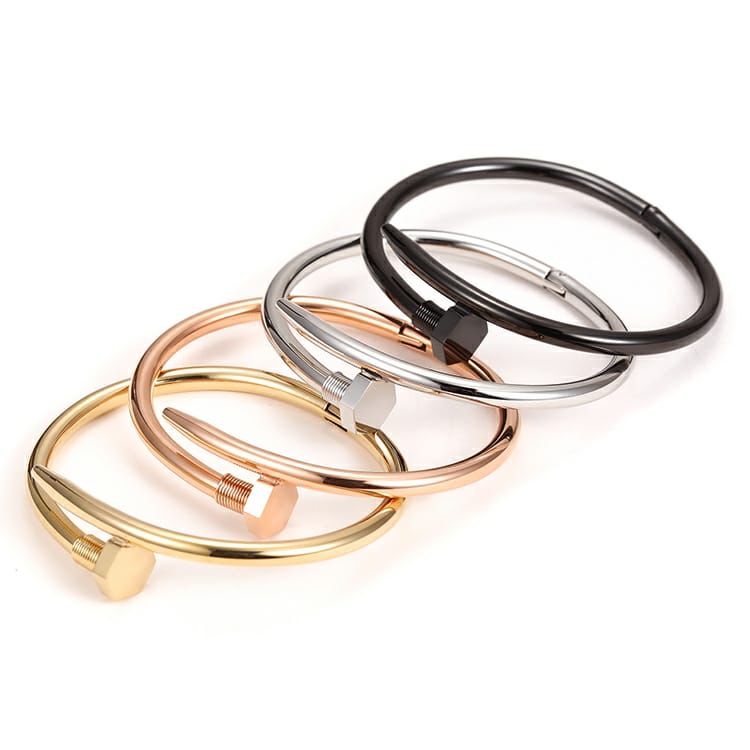 Fashion Vintage Stainless Steel Nail Bangle Bracelet