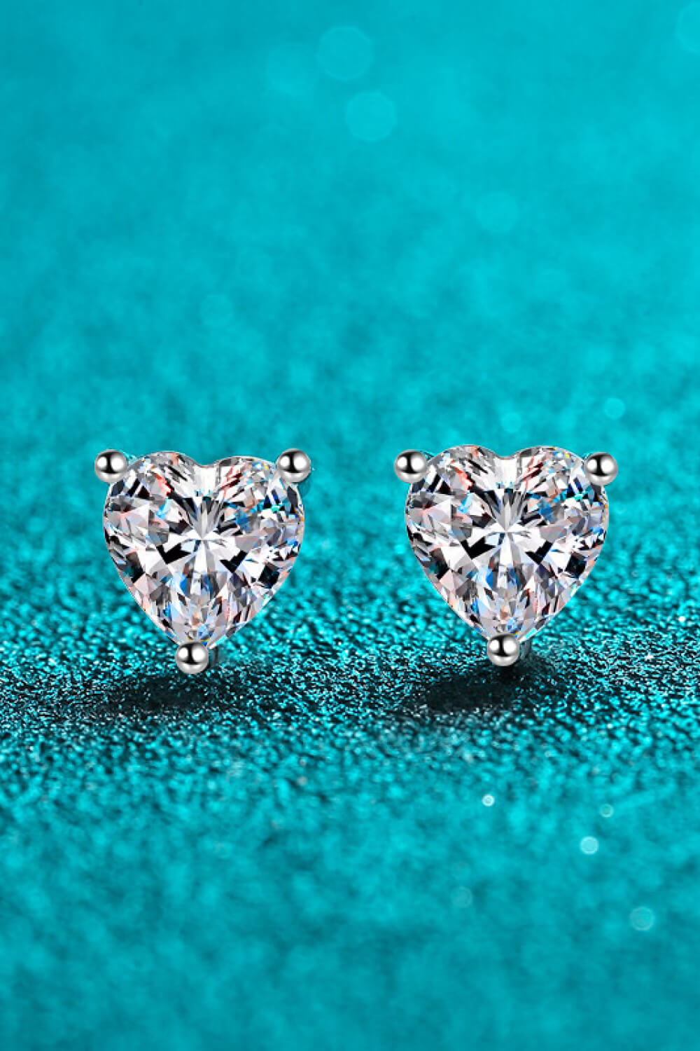 Moissanite 2 Carat Heart-Shaped Stud Earrings