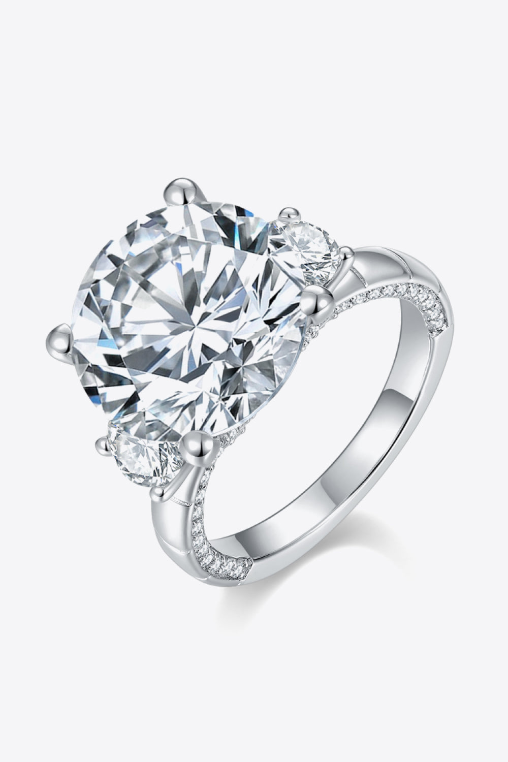 Moissanite 8.6 Carat Platinum Plated Ring