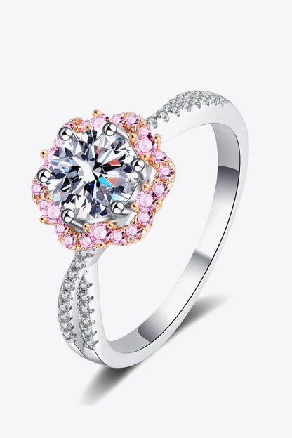 Moissanite 1 Carat Flower Shaped Crisscross Ring