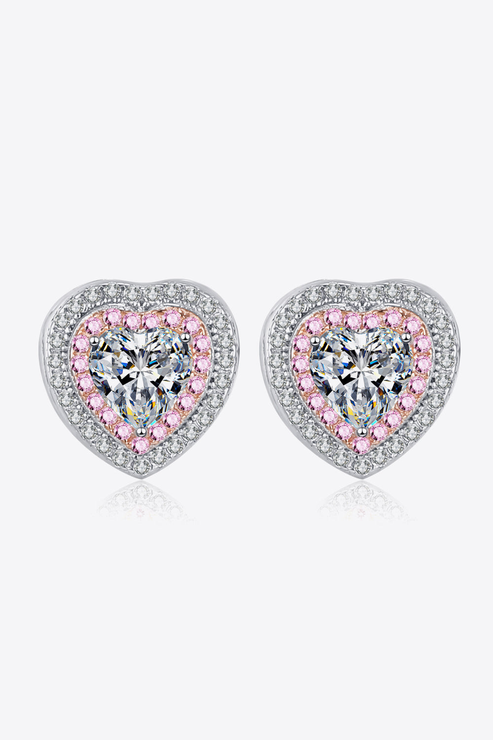 Moissanite Heart-Shaped Stud Earrings 1 Carat