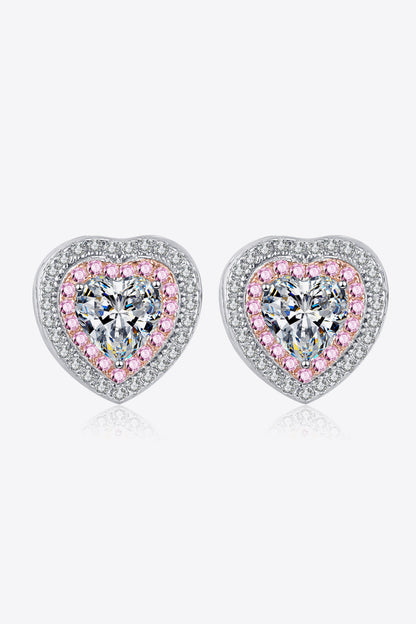 Moissanite Heart-Shaped Stud Earrings 1 Carat