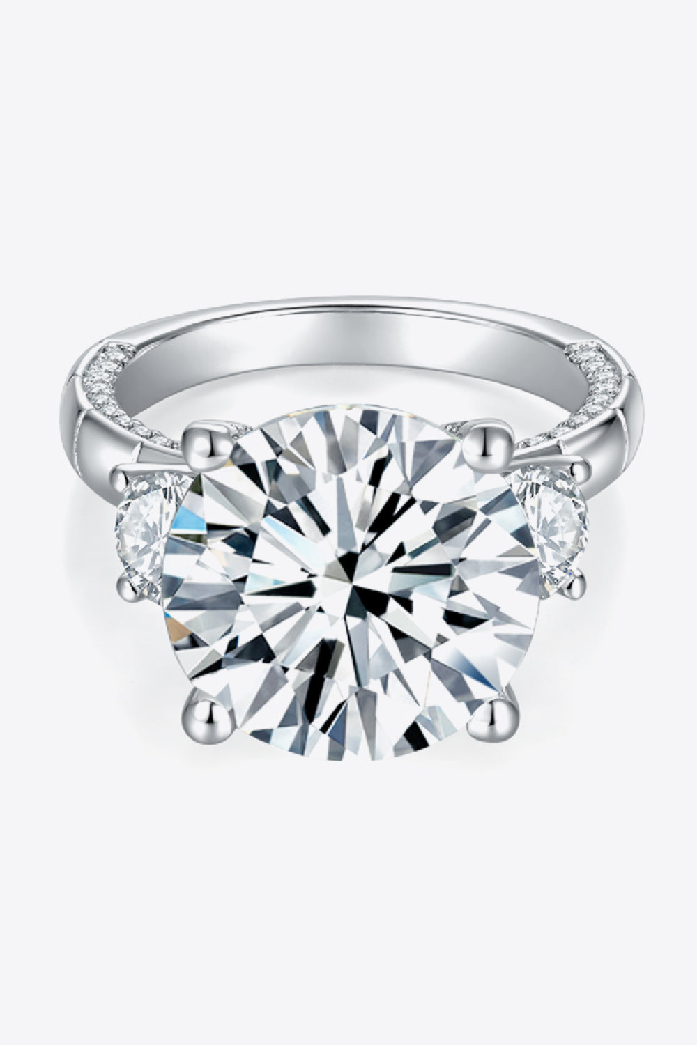 Moissanite 8.6 Carat Platinum Plated Ring