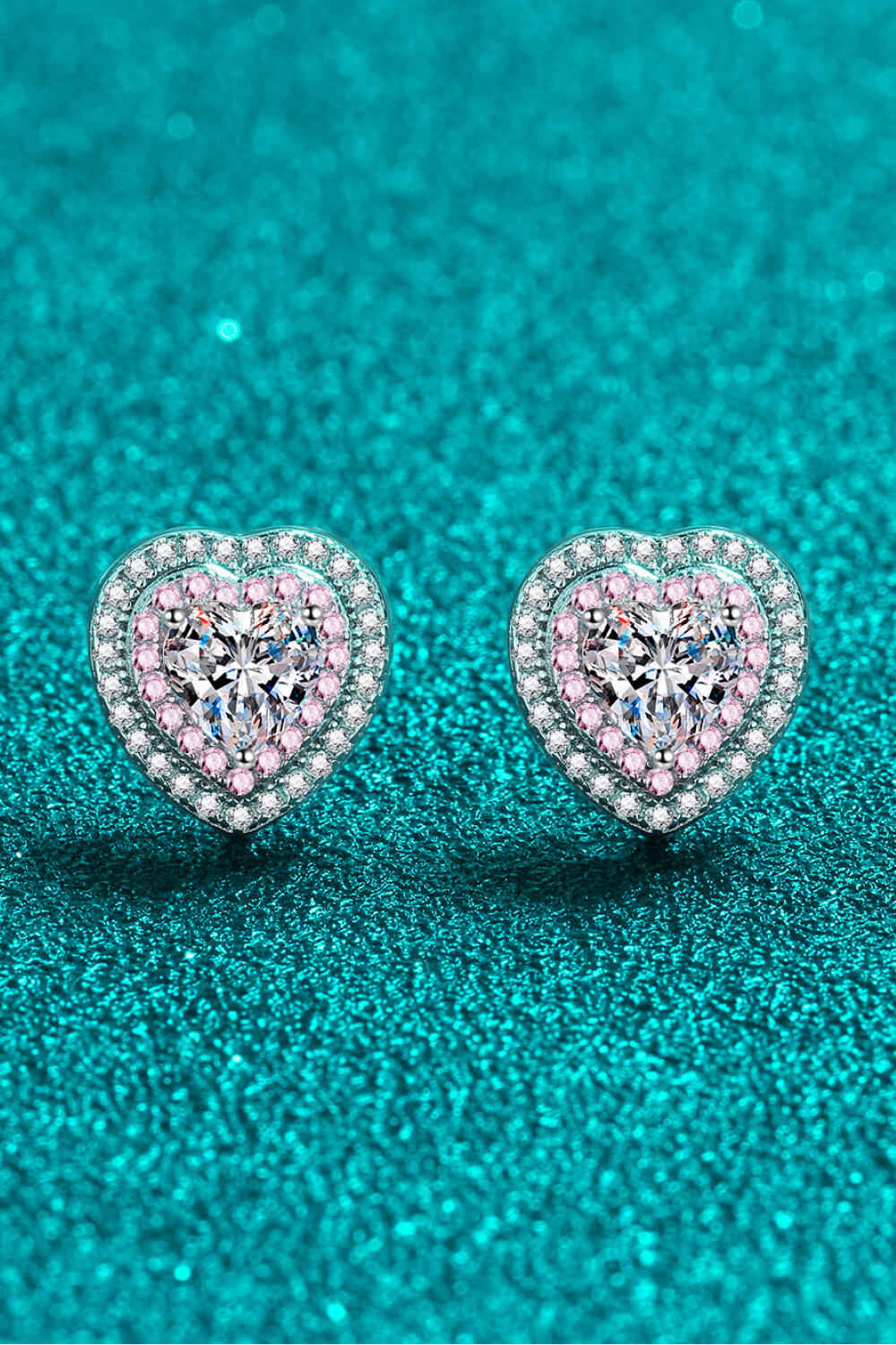 Moissanite Heart-Shaped Stud Earrings 1 Carat