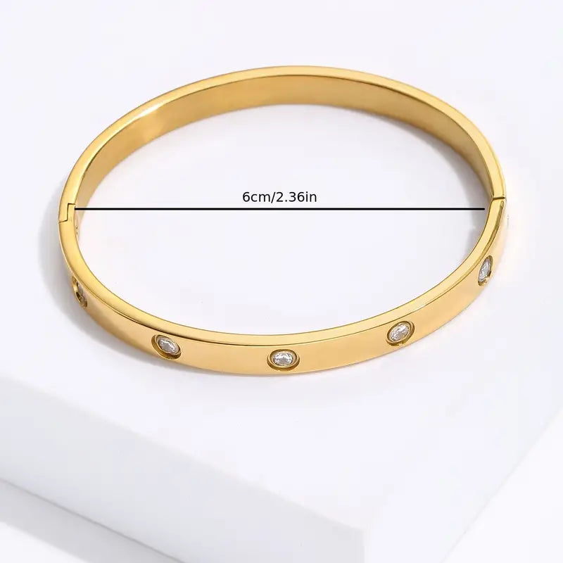 Stainless Steel Oval Bracelet Stainless Steel 1pc 10-Zircon