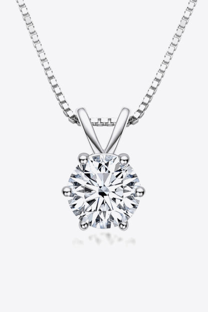 Moissanite Pendant Necklace 925 Sterling Silver 1 Carat