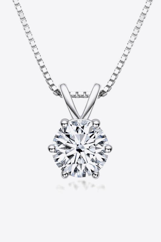 Moissanite Pendant Necklace 925 Sterling Silver 1 Carat